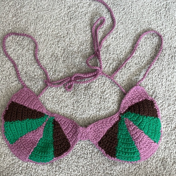 NWT ZARA|| Rainbow Crochet Bralette Bathing Suit Top, Size Small - Picture 5 of 8